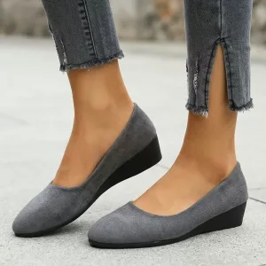 pointed toe flats, pointed ballet flats, wedge slip on shoes, slip on wedge sandals